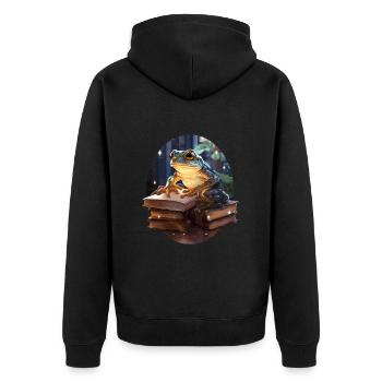 Frog - Unisex Premium Organic Zip Hoodie - black - Back - Nico (187cm)