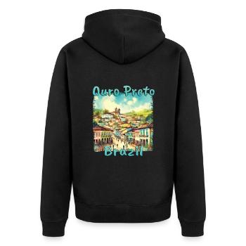 Ouro Preto Brésil - Architecture coloniale à - Veste à capuche bio Premium Unisexe - noir - Dos - Nico (187cm)