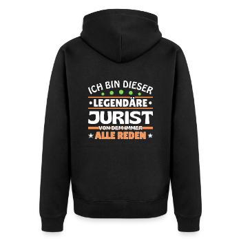 Ich bin dieser legendäre Jurist - Unisex Premium Bio Zip Hoodie - Schwarz - Hinten - Nico (187cm)