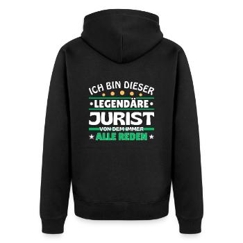 Ich bin dieser legendäre Jurist - Unisex Premium Bio Zip Hoodie - Schwarz - Hinten - Nico (187cm)