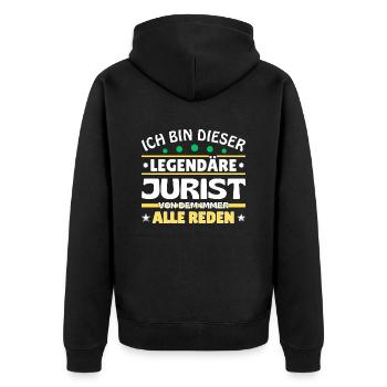 Ich bin dieser legendäre Jurist - Unisex Premium Bio Zip Hoodie - Schwarz - Hinten - Nico (187cm)