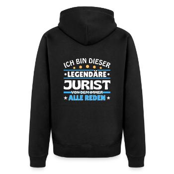Ich bin dieser legendäre Jurist - Unisex Premium Bio Zip Hoodie - Schwarz - Hinten - Nico (187cm)