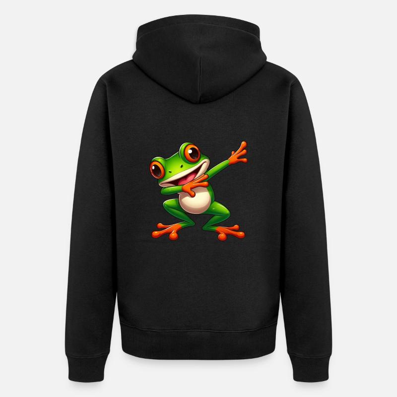 Cool Frog Dabbing Toad Style - Unisex Premium Organic Zip Hoodie - black