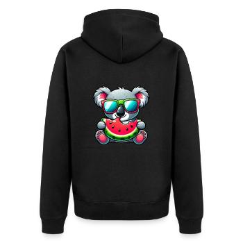 Koala Wassermelone Sommermotiv - Unisex Premium Bio Zip Hoodie - Schwarz - Hinten - Nico (187cm)