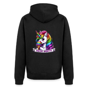 LGBTQ Pride Monat Einhorn Regenbogen Toleranz - Unisex Premium Bio Zip Hoodie - Schwarz - Hinten - Nico (187cm)