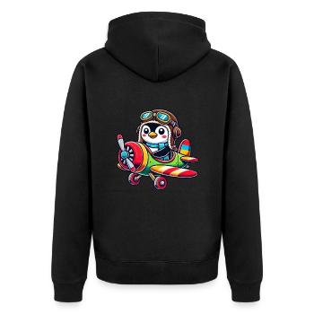 Penguin Pilot Flight License Airplane Propeller Machin - Unisex Premium Organic Zip Hoodie - black - Back - Nico (187cm)