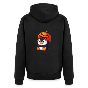 Halloween Penguin Pumpkin Witch Hat Witch Cute Cartoon - Unisex Premium Organic Zip Hoodie - black - Back - Nico (187cm)