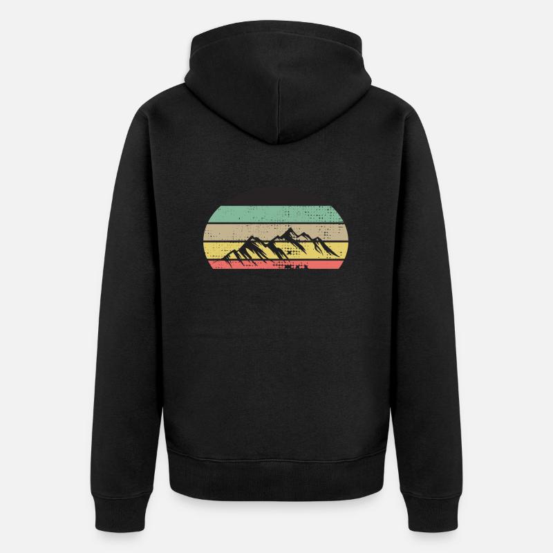 Berge Retrofarben - Unisex Premium Bio Zip Hoodie - Schwarz