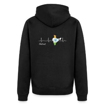 Bharat Heartbeat J’aime le drapeau de l’Inde - Veste à capuche bio Premium Unisexe - noir - Dos - Nico (187cm)
