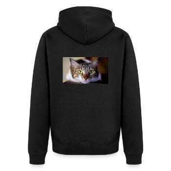the cat with the sweet look - Unisex Premium Organic Zip Hoodie - black - Back - Nico (187cm)
