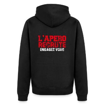 t-shirt l'apéro recrute engagez-vous cadeau apéro - Veste à capuche bio Premium Unisexe - noir - Dos - Nico (187cm)