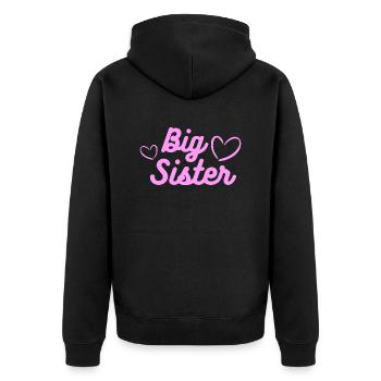 Big Sister Große Schwester - Unisex Premium Organic Zip Hoodie - black - Back - Nico (187cm)