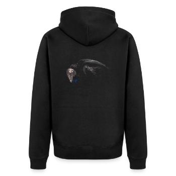Der schreckliche Geier mit dem roten Auge - Unisex Premium Bio Zip Hoodie - Schwarz - Hinten - Nico (187cm)
