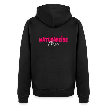 Maturareise Ibiza Spanien 2023 Team Shirt Geschenk - Unisex Premium Bio Zip Hoodie - Schwarz - Hinten - Nico (187cm)