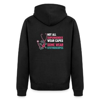Cardiologist Humor Cardiology Nurse - Unisex Premium Organic Zip Hoodie - black - Back - Nico (187cm)