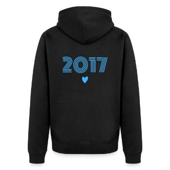 Born in 2017 boy - Unisex Premium Organic Zip Hoodie - black - Back - Nico (187cm)