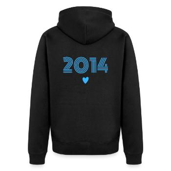 Born in 2014 boy - Unisex Premium Organic Zip Hoodie - black - Back - Nico (187cm)