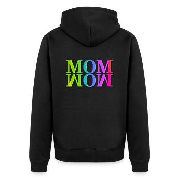 Mama Mom Wow Mothers Day Funny Cute Family Mother - Unisex Premium Organic Zip Hoodie - black - Back - Nico (187cm)