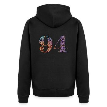 94. Geburtstag Leopard - Unisex Premium Bio Zip Hoodie - Schwarz - Hinten - Nico (187cm)