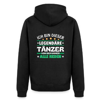 Ich bin dieser legendäre Tänzer - Unisex Premium Bio Zip Hoodie - Schwarz - Hinten - Nico (187cm)