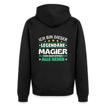 Ich bin dieser legendäre Magier - Unisex Premium Bio Zip Hoodie - Schwarz - Hinten - Nico (187cm)