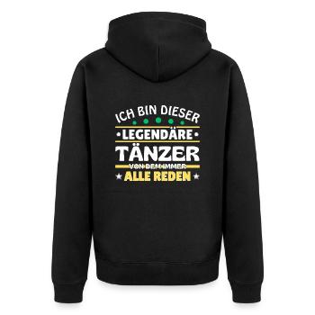 Ich bin dieser legendäre Tänzer - Unisex Premium Bio Zip Hoodie - Schwarz - Hinten - Nico (187cm)