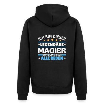 Ich bin dieser legendäre Magier - Unisex Premium Bio Zip Hoodie - Schwarz - Hinten - Nico (187cm)