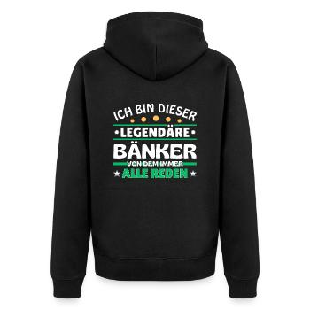 Je suis ce banquier légendaire - Veste à capuche bio Premium Unisexe - noir - Dos - Nico (187cm)
