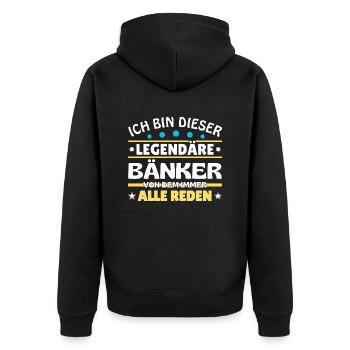 Je suis ce banquier légendaire - Veste à capuche bio Premium Unisexe - noir - Dos - Nico (187cm)