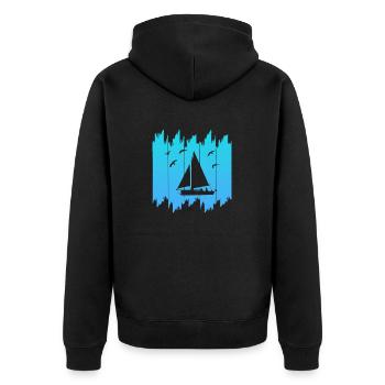 Sailing - Unisex Premium Bio Zip Hoodie - Schwarz - Hinten - Nico (187cm)
