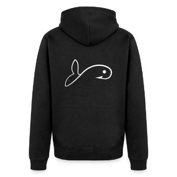 Fisch - Unisex Premium Bio Zip Hoodie - Schwarz - Hinten - Nico (187cm)