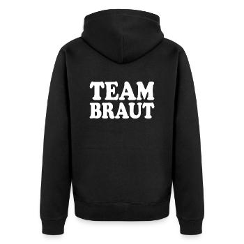 Team braut - Unisex Premium Bio Zip Hoodie - Schwarz - Hinten - Nico (187cm)