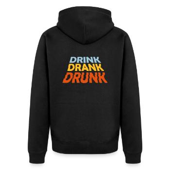 drink drank drunk Zitat - Unisex Premium Bio Zip Hoodie - Schwarz - Hinten - Nico (187cm)