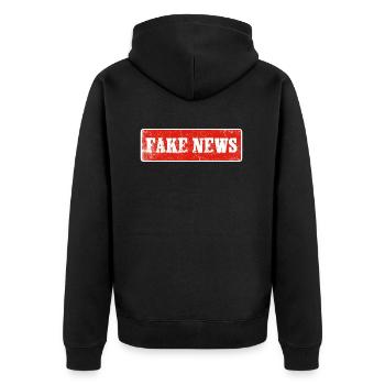 Fake news statement pour les vrais influenceurs - Veste à capuche bio Premium Unisexe - noir - Dos - Nico (187cm)