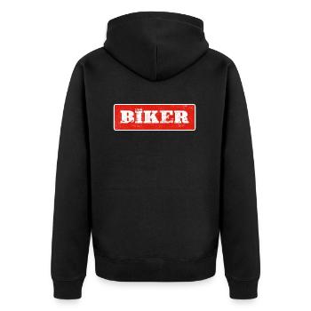 Mountainbiker Reifenspur Biketrail dirtbike MTB - Unisex Premium Bio Zip Hoodie - Schwarz - Hinten - Nico (187cm)