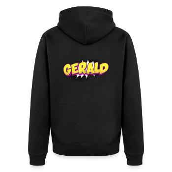 Gerald Custom Name Comic Book Style Pop Art, - Unisex Premium Organic Zip Hoodie - black - Back - Nico (187cm)