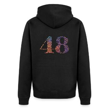 48th Birthday Leopard - Unisex Premium Organic Zip Hoodie - black - Back - Nico (187cm)