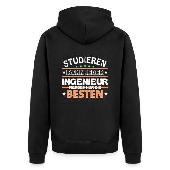 Studieren kann jeder Ingenieur sind die Besten - Unisex Premium Bio Zip Hoodie - Schwarz - Hinten - Nico (187cm)