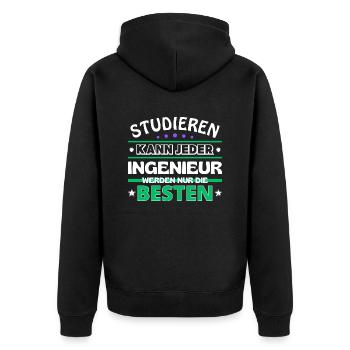 Studieren kann jeder Ingenieur sind die Besten - Unisex Premium Bio Zip Hoodie - Schwarz - Hinten - Nico (187cm)