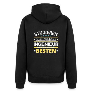 Studieren kann jeder Ingenieur sind die Besten - Unisex Premium Bio Zip Hoodie - Schwarz - Hinten - Nico (187cm)