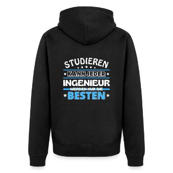 Studieren kann jeder Ingenieur sind die Besten - Unisex Premium Bio Zip Hoodie - Schwarz - Hinten - Nico (187cm)