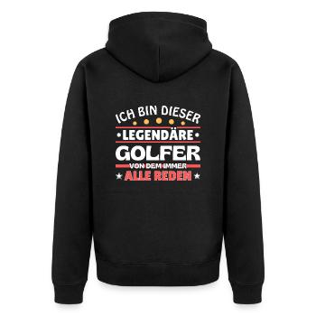Ich bin dieser legendäre Golfer - Unisex Premium Bio Zip Hoodie - Schwarz - Hinten - Nico (187cm)
