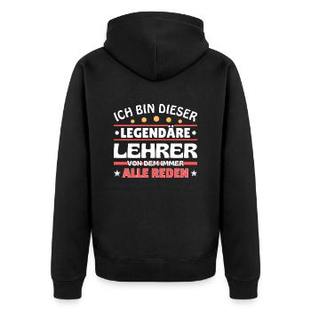 Ich bin dieser legendäre Lehrer - Unisex Premium Bio Zip Hoodie - Schwarz - Hinten - Nico (187cm)