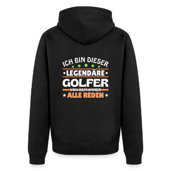 Ich bin dieser legendäre Golfer - Unisex Premium Bio Zip Hoodie - Schwarz - Hinten - Nico (187cm)