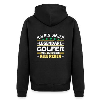 Ich bin dieser legendäre Golfer - Unisex Premium Bio Zip Hoodie - Schwarz - Hinten - Nico (187cm)