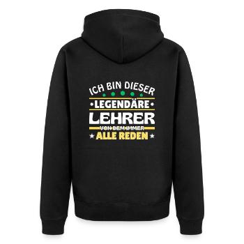 Ich bin dieser legendäre Lehrer - Unisex Premium Bio Zip Hoodie - Schwarz - Hinten - Nico (187cm)