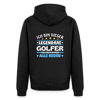 Ich bin dieser legendäre Golfer - Unisex Premium Bio Zip Hoodie - Schwarz - Hinten - Nico (187cm)