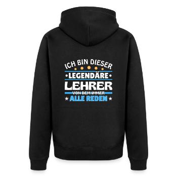 Ich bin dieser legendäre Lehrer - Unisex Premium Bio Zip Hoodie - Schwarz - Hinten - Nico (187cm)