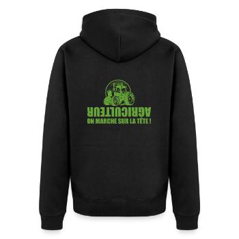 Landwirt - Landwirt - Traktor - Unisex Premium Bio Zip Hoodie - Schwarz - Hinten - Nico (187cm)