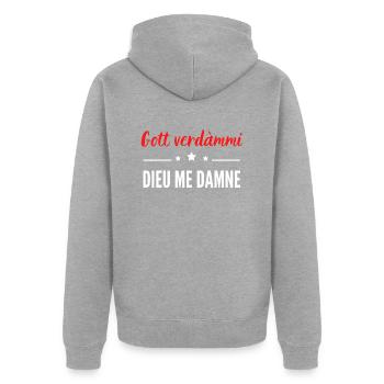 Gott verdàmmi - Veste à capuche bio Premium Unisexe - gris chiné - Dos - Nico (187cm)